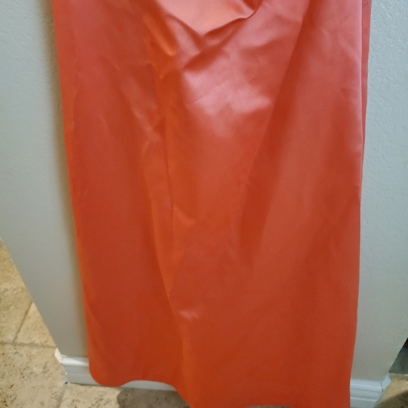 Vintage 90s Cache Strapless Satin Coral Evening Prom Formal Dress Y2K - Picture 5 of 8